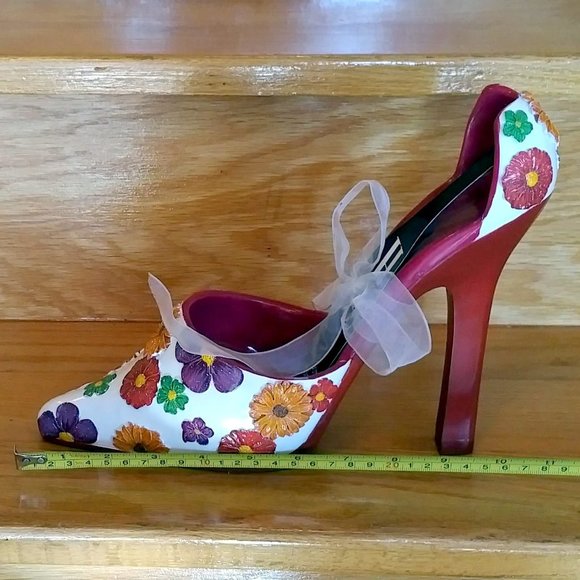 NWT High-Heel Shoe Wine-Bottle Holder, "Floral Splash" - Picture 7 of 9